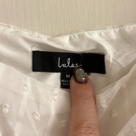 ✨Lulus Think of Me Ivory Swiss Dot Ruched Sz Medium Bodysuit✨ - Picture 5 of 7